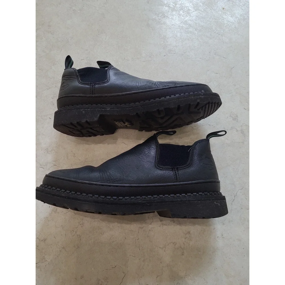 Georgia Giant Romeo Black Leather Slip on Loafer Men‎ SZ 10.5 Utility heavy duty